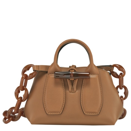 Bolsa de Mão XS Feminina Roseau Chaîne Castanha - Longchamp | Bolsa de Mão XS Feminina Roseau Chaîne Castanha